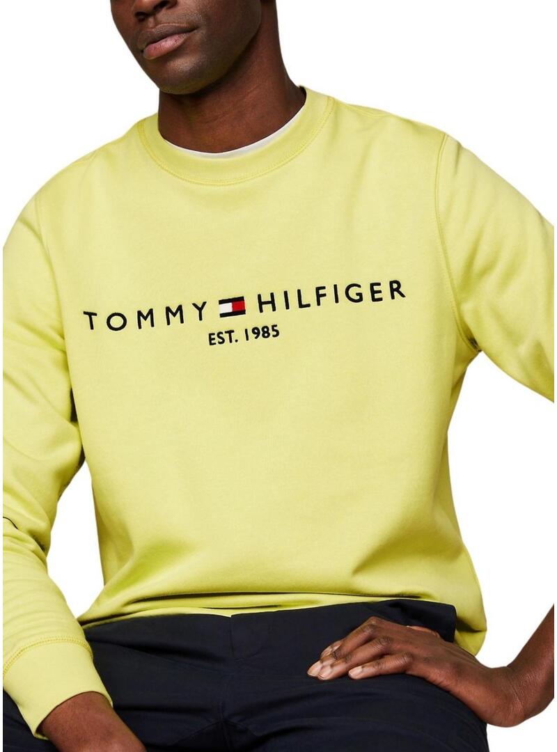 Felpa Tommy Hilfiger Logo Giallo per Uomo