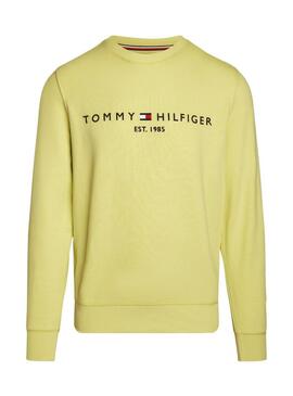 Felpa Tommy Hilfiger Logo Giallo per Uomo