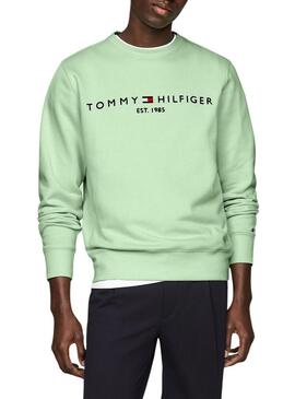 Felpa Tommy Hilfiger Logo Verde Menta Per Uomo.