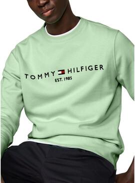 Felpa Tommy Hilfiger Logo Verde Menta Per Uomo.
