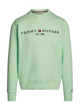 Felpa Tommy Hilfiger Logo Verde Menta Per Uomo.