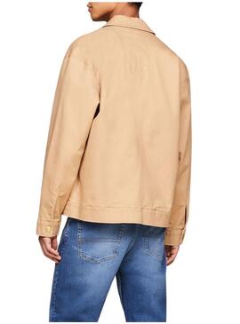 Giacca Tommy Jeans Reg Cotton Beige per uomo