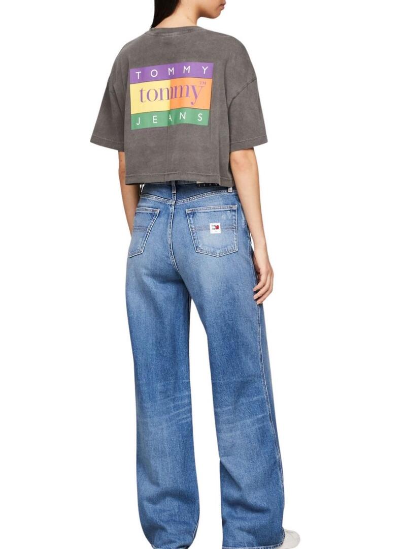 Maglietta Tommy Jeans oversize estate grigia per donna