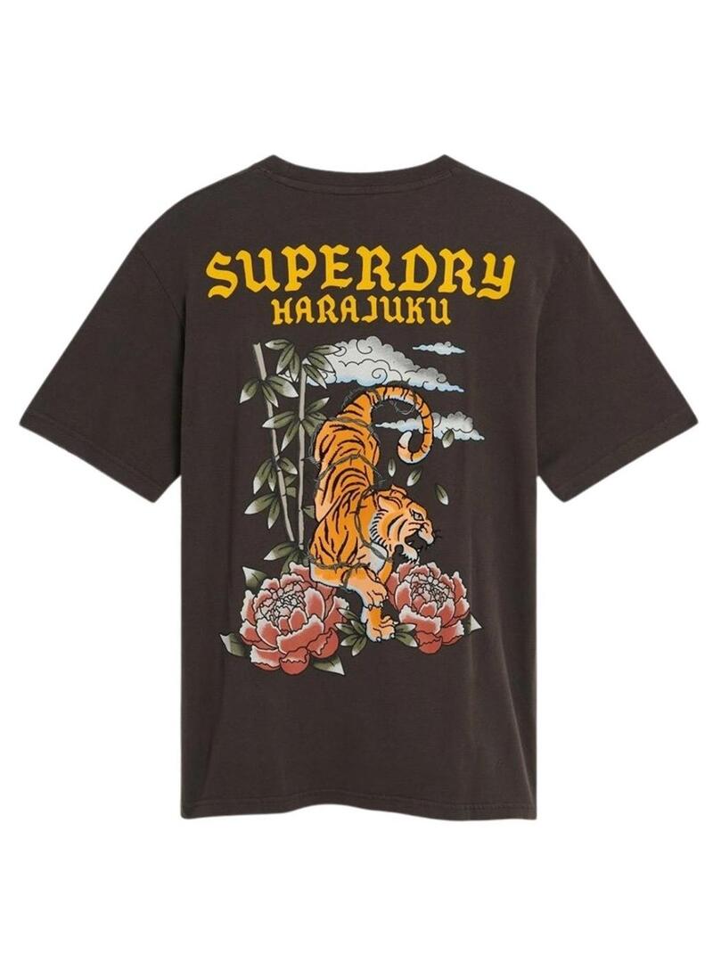 Maglietta Superdry Tatto Graphic Loose nera per uomo