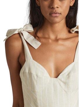 Abito Pepe Jeans Emereal in lino color crema per donna