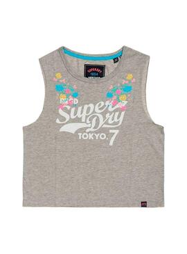 T-Shirt Superdry Tokyo Floral Grigio Donna