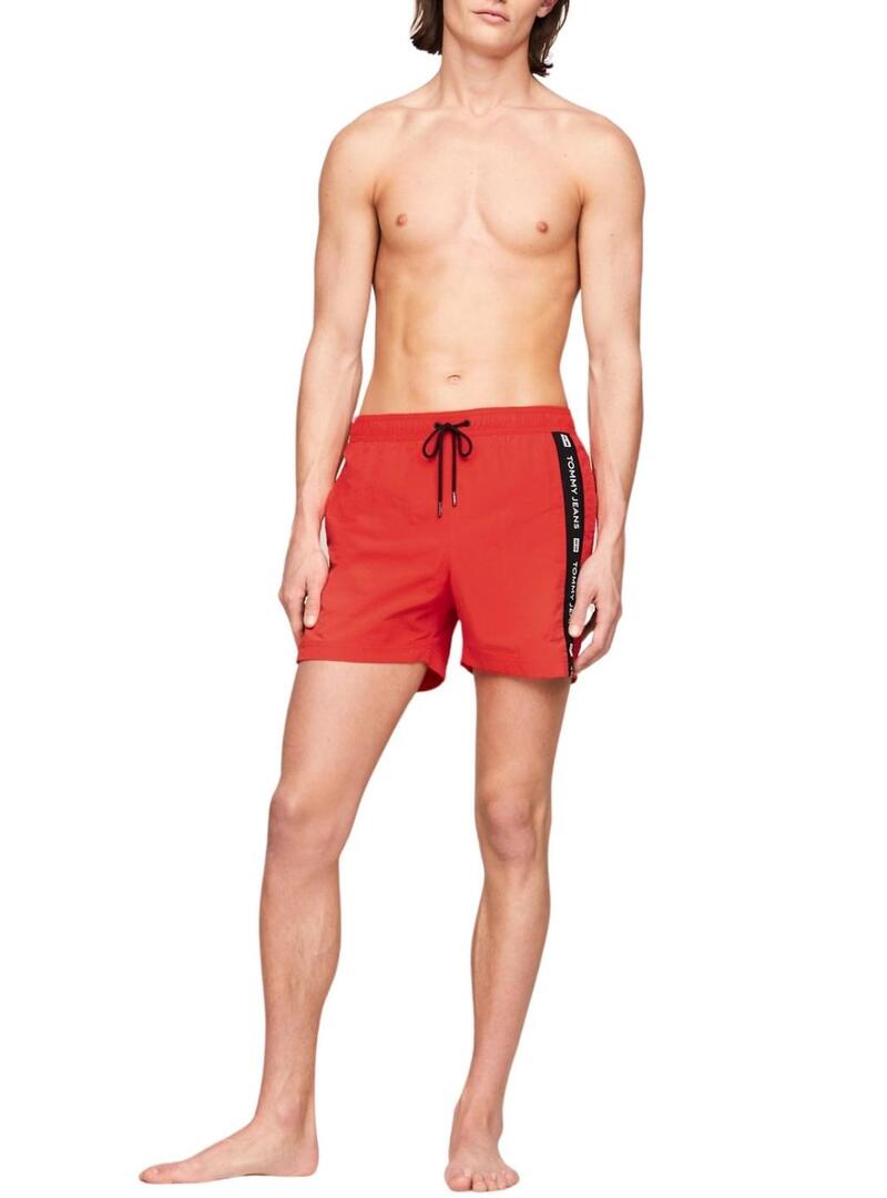 Costume da bagno Tommy Jeans Drawstring Side Tape Rosso per uomo