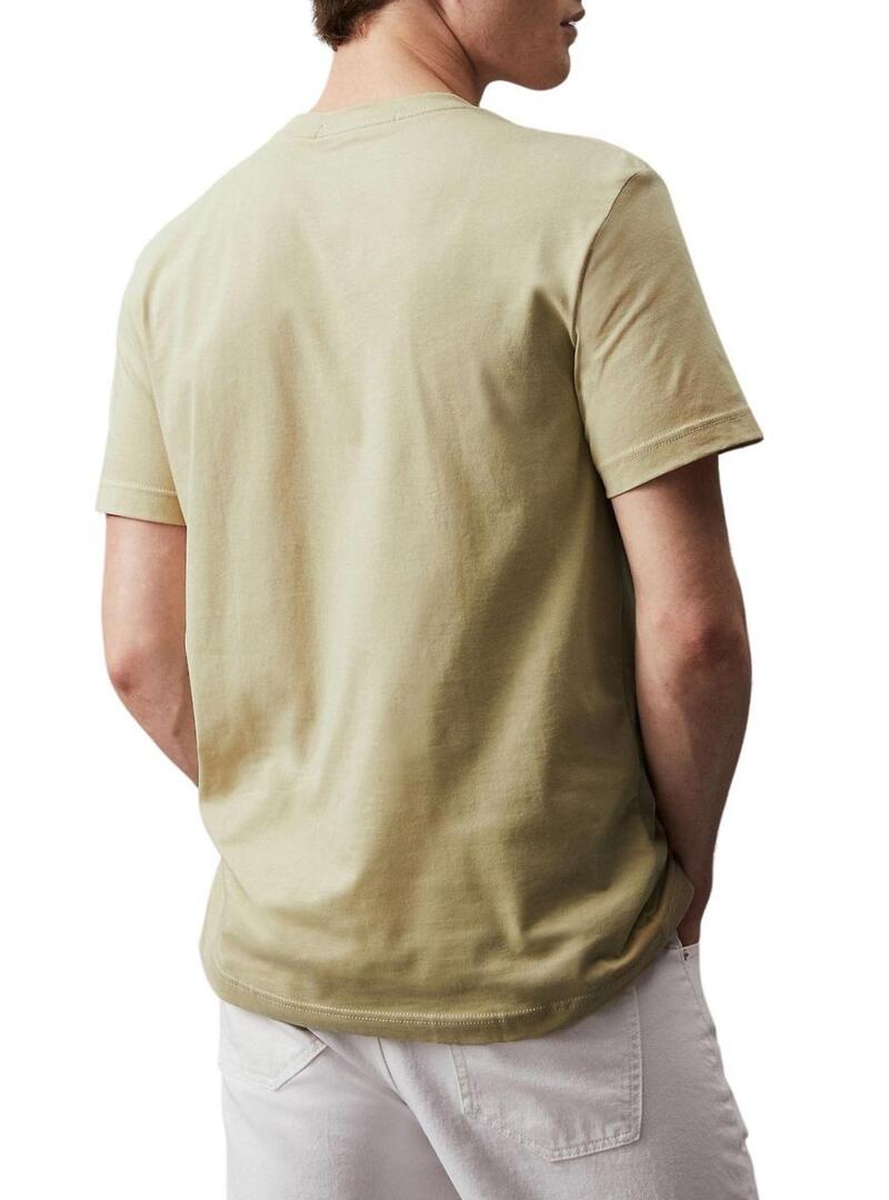 Maglietta Calvin Klein Embro Badge Verde per Uomo
