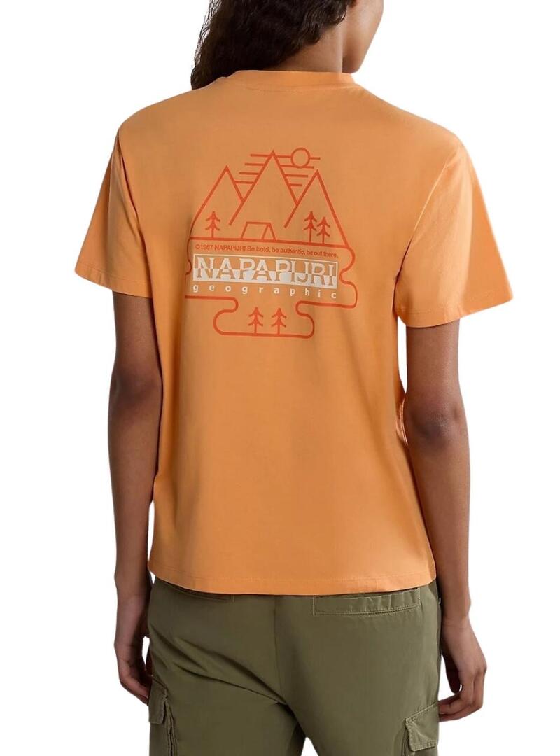 Maglietta Napapijri Faber Arancione per Donna