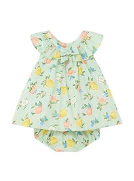 Vestito Mayoral stampato in satin verde per bambino.