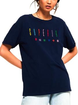 T-Shirt Superdry Paulo Blu Navy Donna