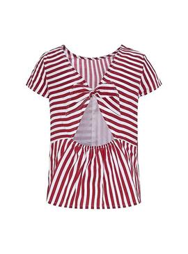 Top Pepe Jeans Campbell Listas Rosso Bambina