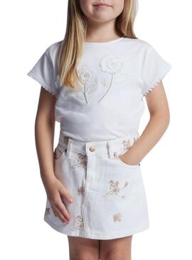 Gonna Mayoral bordata beige per bambina