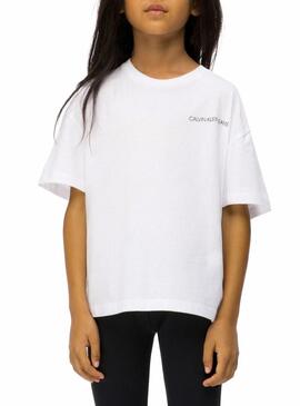 T-Shirt Calvin Klein White Chest per Bambina