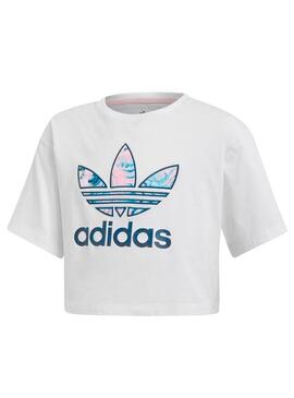 T-Shirt Adidas Marble Crop White Bambina