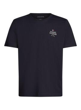 Maglietta Tommy Hilfiger Stack blu scuro per uomo