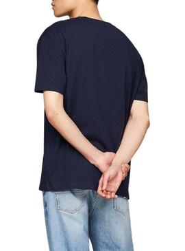 Maglietta Tommy Jeans regular flag blu scuro per uomo