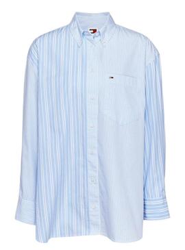 Camicia oversize a righe blu Tommy Jeans per donna