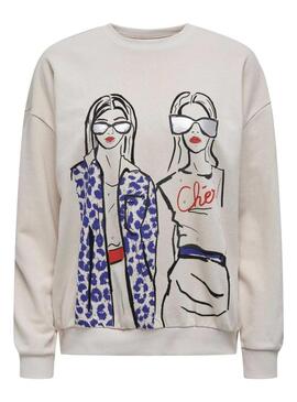 Felpa Only Sille beige per donna