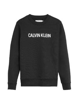 Felpe Calvin Klein Logo Brushed Nero Bambina