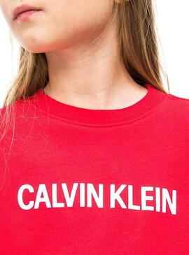 Felpe Calvin Klein Logo Rosso Bambina