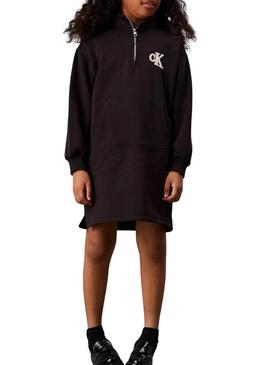 Vestito Calvin Klein Teddy Monogram Nero per ragazza