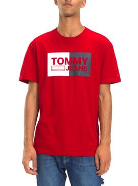 T-Shirt Tommy Jeans Essential Split Rosso Uomo