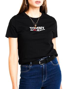 Logo T-Shirt Tommy Jeans Corp Nero Donna