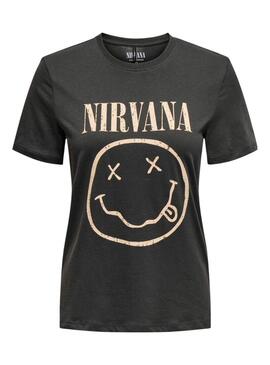 Maglietta Only Nirvana Grigia e Gialla per donna