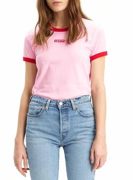 T-Shirt Levis Perfect Ringer Pink Donna