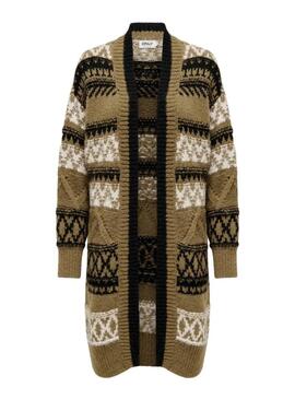 Giacca Only Shirly in maglia Jacquard Marrone per donna