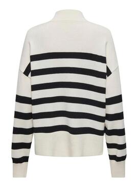 Maglia Only Bari Bianca Collo Alto Strisce per donna