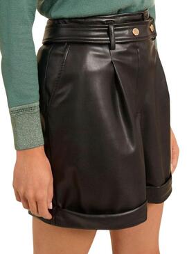Pantaloncini Naf Naf Ring Ecopelle Nera per donna