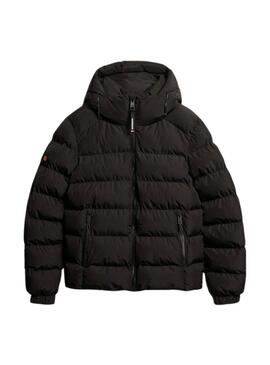 Giacca trapuntata Superdry con cappuccio Sports nera da uomo.
