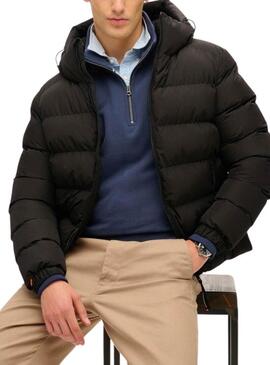 Giacca trapuntata Superdry con cappuccio Sports nera da uomo.