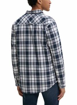 Camicia Tommy Jeans Poplin a quadri blu per uomo