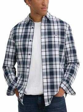 Camicia Tommy Jeans Poplin a quadri blu per uomo