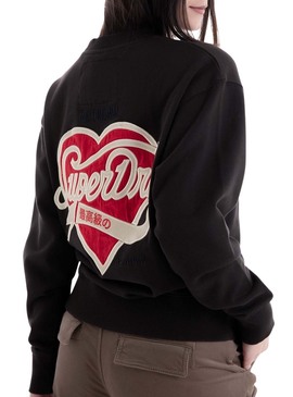 Felpa Superdry Workwear Embroider Loose Nera per donna