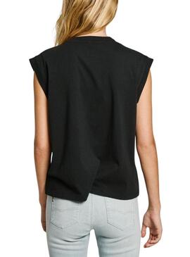Maglietta Pepe Jeans Lydia con strass nero per donna