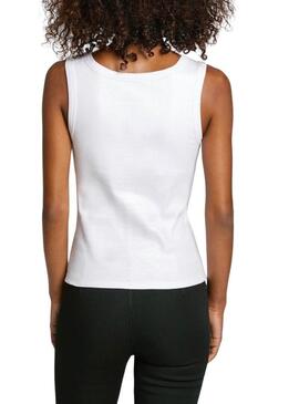 Maglietta Pepe Jeans Lacey a coste bianca per donna