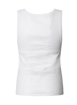Maglietta Pepe Jeans Lacey a coste bianca per donna