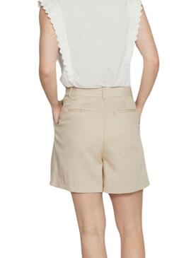 Shorts Vila Viflea Beige per Donna