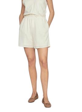 Pantaloni corti Vila Vicarmena beige per donna.