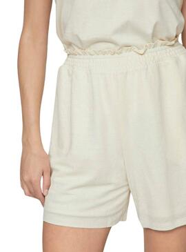 Pantaloni corti Vila Vicarmena beige per donna.