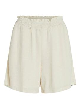 Pantaloni corti Vila Vicarmena beige per donna.
