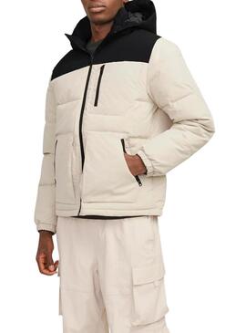 Giacca trapuntata Jack and Jones Eotto beige e nera per uomo