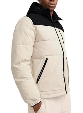 Giacca trapuntata Jack and Jones Eotto beige e nera per uomo