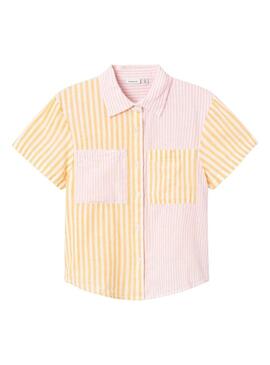 Camicia Name It a righe gialle e rosa per bambina.