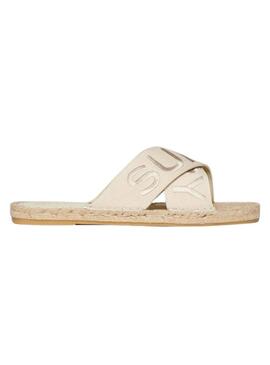 Sandali Superdry beige incrociati per donna.