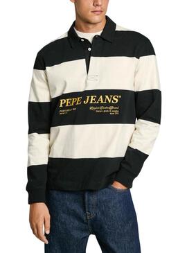 Maglietta a righe bianche e nere Pepe Jeans Brandon a maniche corte per uomo.